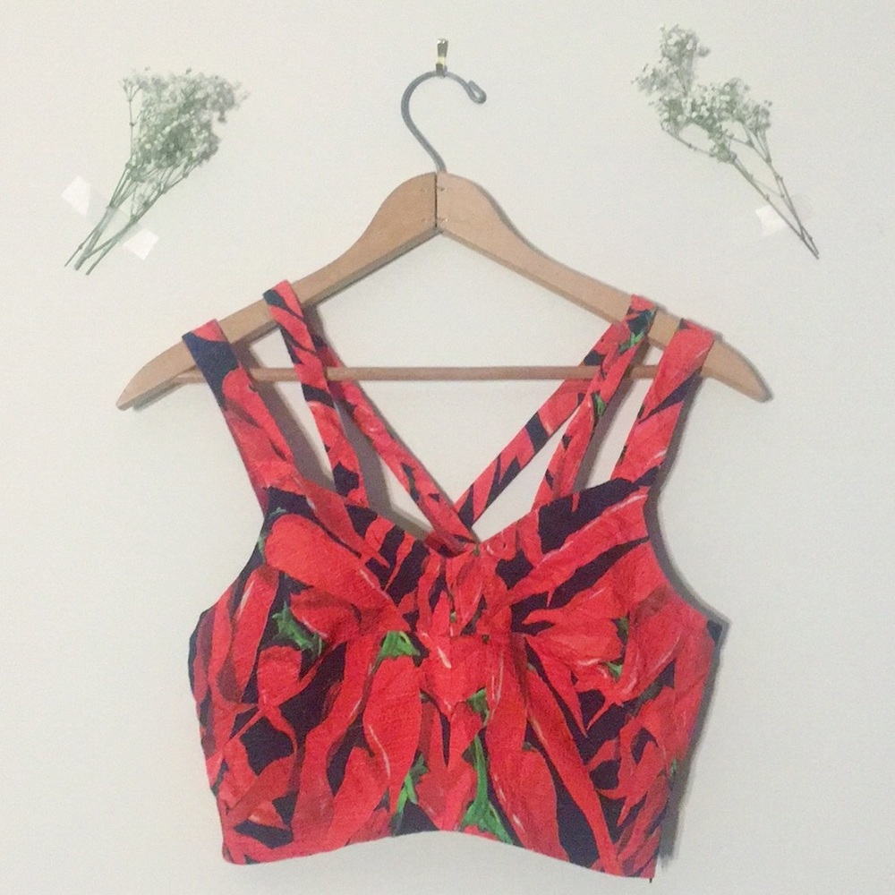 NEVER WORN TOPSHOP CROP TOP PEPPER PRINT